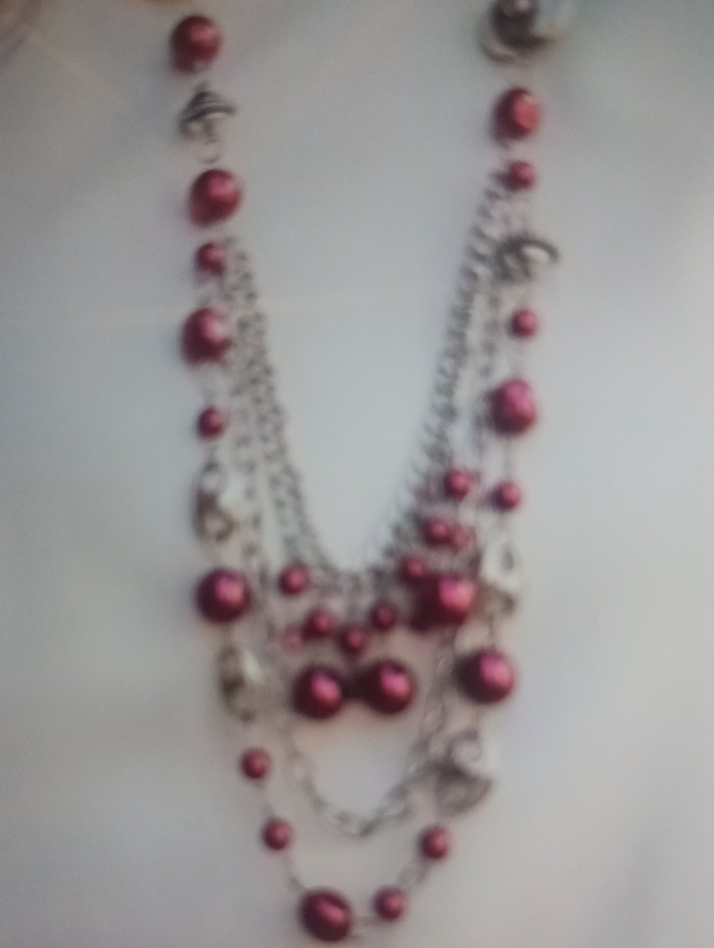 Layered Pink Bead Multi-Strand Women's Necklace